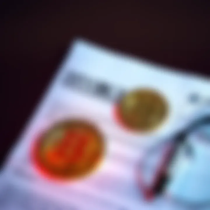 A pair of divorce papers next to Bitcoin symbols, representing asset division in a divorce