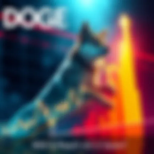 A dramatic rise in DOGE cryptocurrency price on a graph, with bullish market trends symbolizing potential growth to $0.3