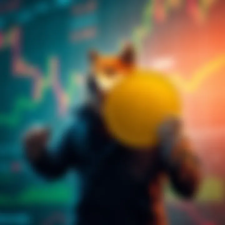 A determined investor holding a Dogecoin sign, expressing confidence in cryptocurrency investment, with financial charts in the background.