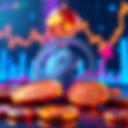 A graphic showing Dogecoin symbols with financial charts and growth arrows, representing new ETFs for investors.