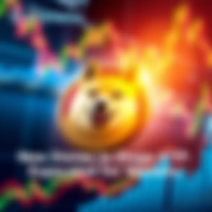 A visual representation of Dogecoin's potential market impact featuring the Dogecoin logo and trading charts