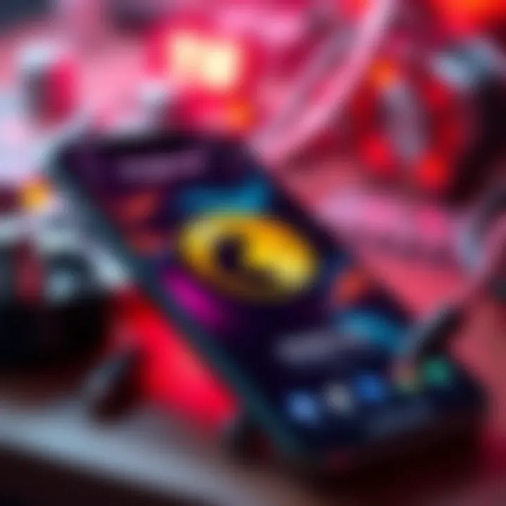A smartphone displaying a Dogecoin mining app with a golden Dogecoin logo on the screen.