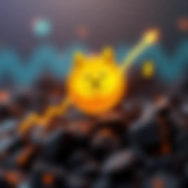 A graphic showing a dog symbol representing Dogecoin with an upward trend line indicating a 6% price increase, alongside a dollar sign and a target of 35 cents
