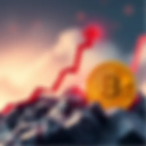 A visual of a rising graph indicating Dogecoin's potential surge past 30 cents, alongside a Bitcoin symbol