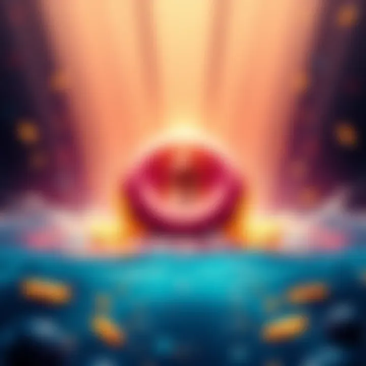Visual representation of a donut and Ethereum symbol, highlighting liquidity pool benefits with coins flowing into a pool.