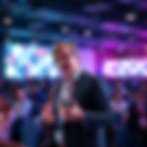 Dr. Leemon Baird presents ideas about the future of blockchain technology at a conference.