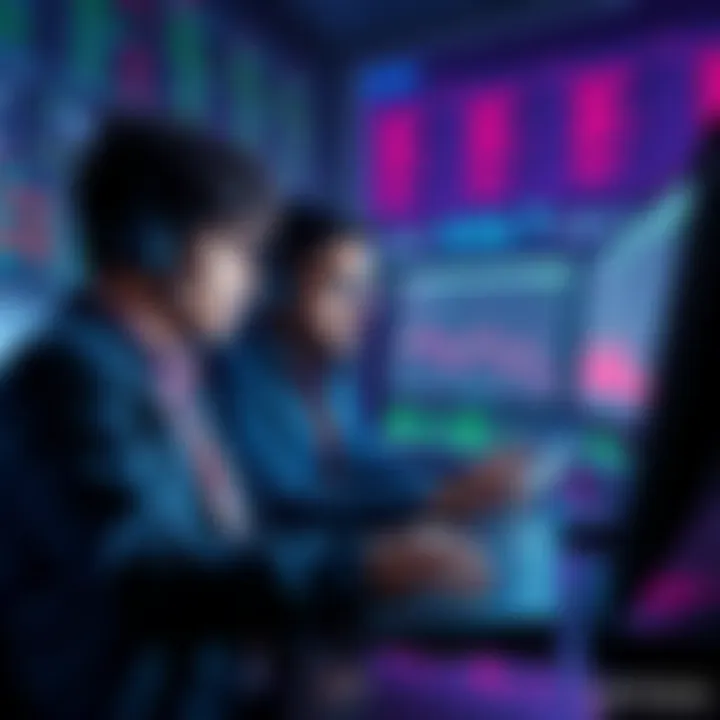 Traders looking concerned while checking their DYDX account balances on a computer, showing alarming discrepancies