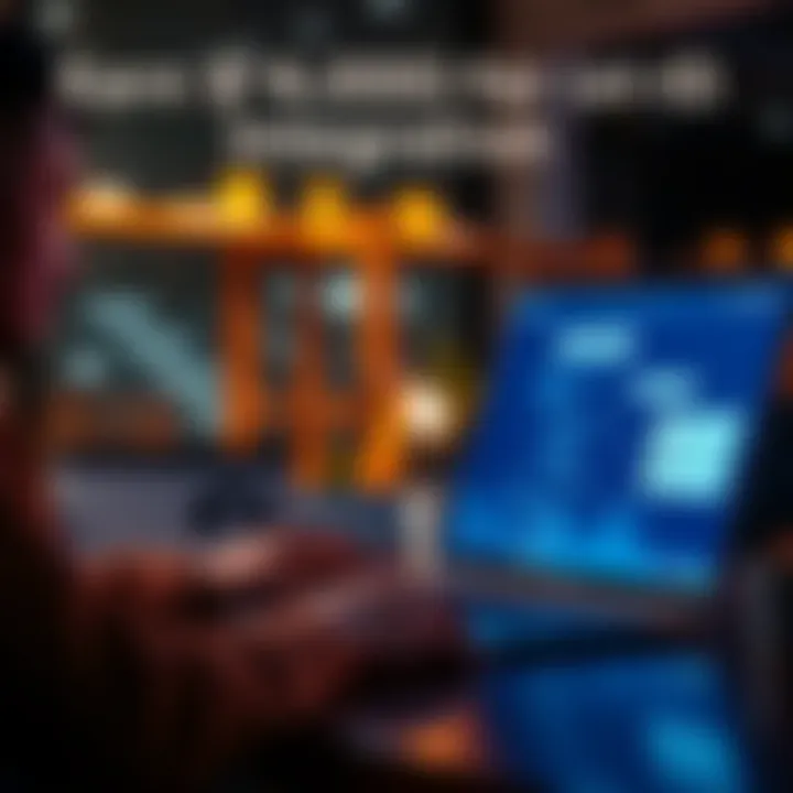 A developer working on a laptop with eID system graphics on the screen while discussing in a Discord chat