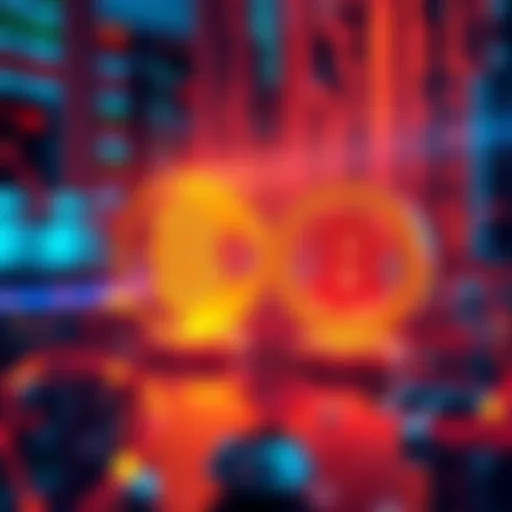 A visual representation of USDC and BTC symbols exchanging in a digital environment, showcasing the concept of KYC-free cryptocurrency transactions.
