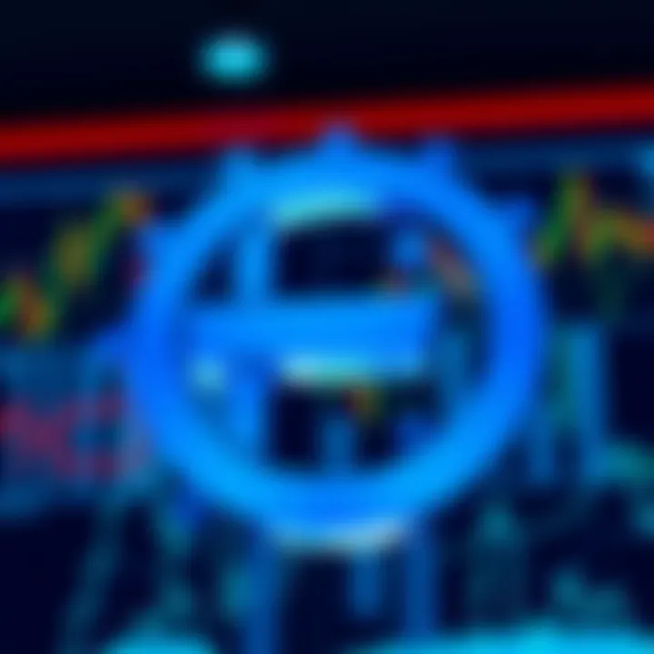 The European Central Bank logo with a backdrop of financial graphs showing stability amid uncertainty.