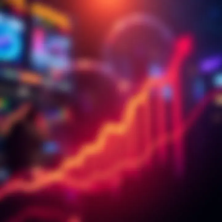 Graph showing rising market speculation with upward arrows and increasing trends