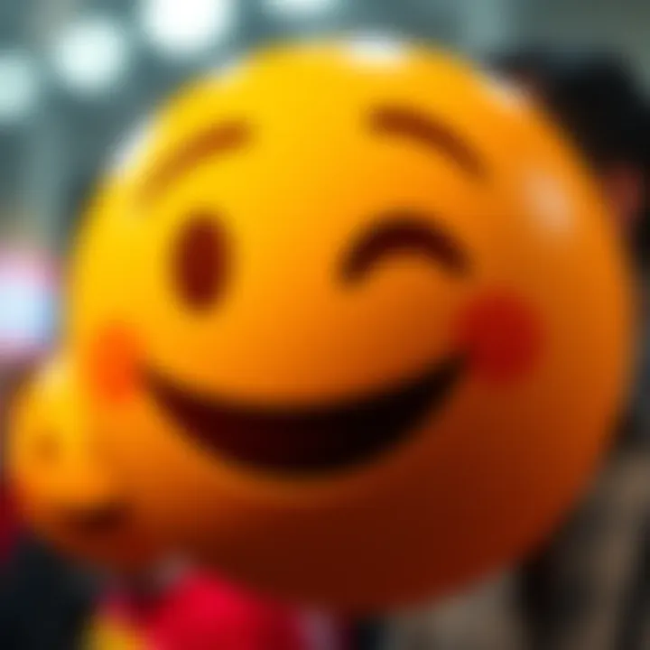 A close-up of the 🥲 emoji, illustrating its emotional expression and significance in modern communication among people.