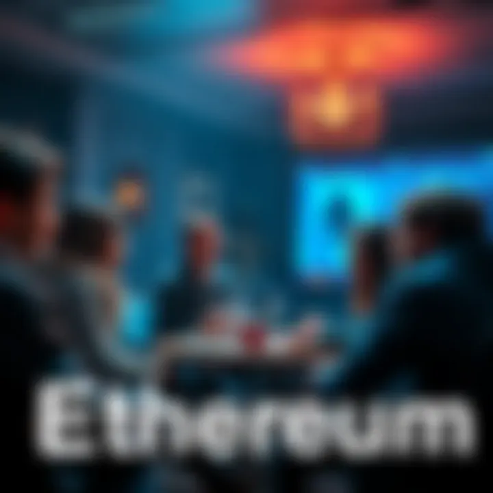 A group of people engaging in a discussion about Ethereum, sharing news and insights with enthusiasm.