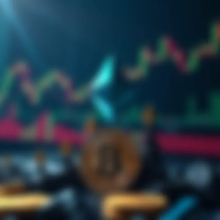 A graphic showing Ethereum's logo rising above Bitcoin's logo, symbolizing increased interest and investment, with a background of financial charts and upward arrows.