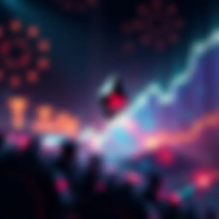 A visual representation of Ethereum's price rising with a graph showing upward trends, symbolizing a bullish market.