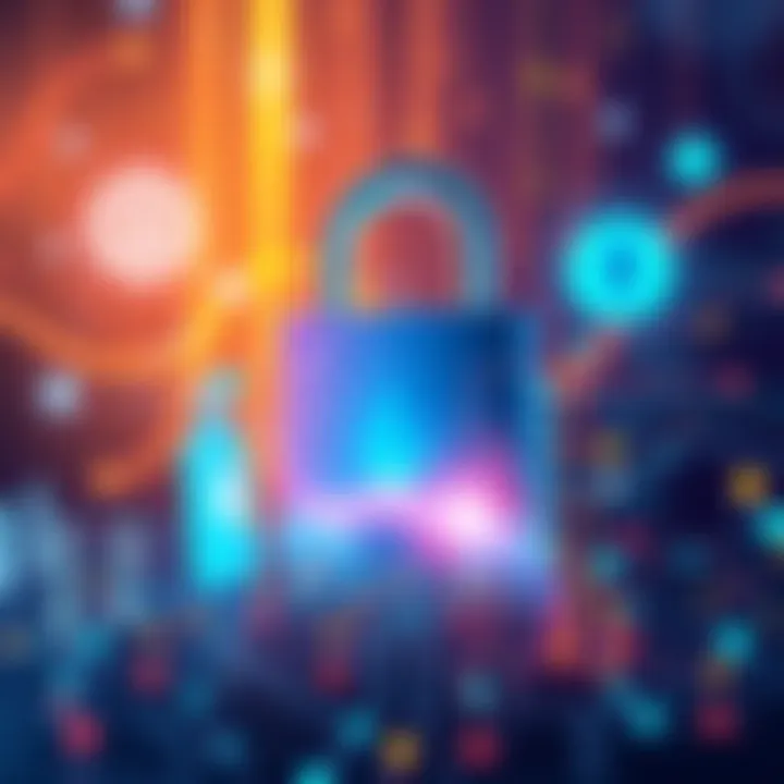 Illustration of a digital lock symbolizing online privacy and security in the Ethereum ecosystem, with abstract technology elements in the background.