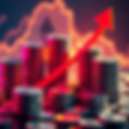 A visual representation of Ethereum with stacks of coins and an upward arrow indicating rising demand, highlighting the potential impacts of ETF on unstaked funds.