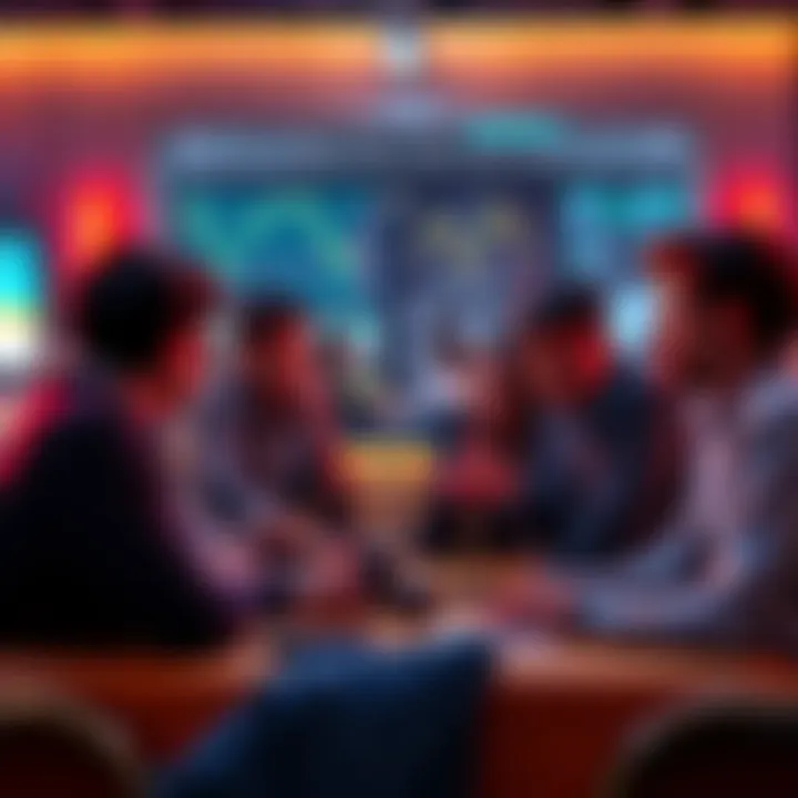A group of people discussing Ethereum prices and news in a casual setting