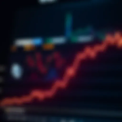 A downward trend line on a chart representing Ethereum's decline with worried investors in the background
