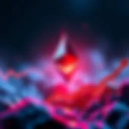 Graphic showing Ethereum logo with upward arrow symbolizing price increase and investment interest from BlackRock