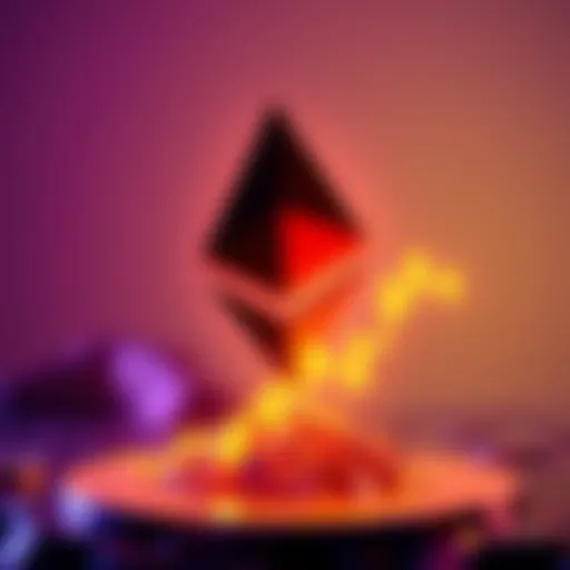 Ethereum logo with a chart showing a 10% increase in market share, symbolizing growth and opportunity