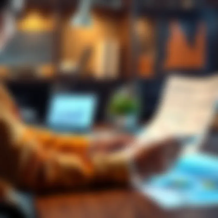 A person reviewing financial documents and charts, assessing their investment portfolio at a desk