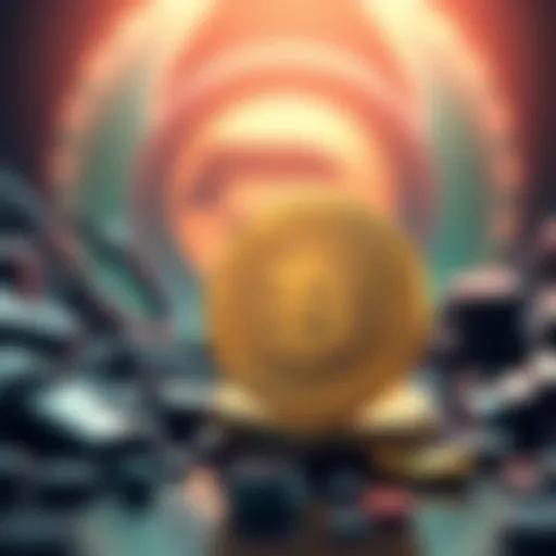 Graphic showing a downward trend in Evergrow coin value with a Trust Wallet logo in the background
