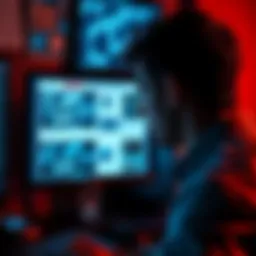 A person looking at a computer screen with news articles, highlighting the contrast between real and fake news.