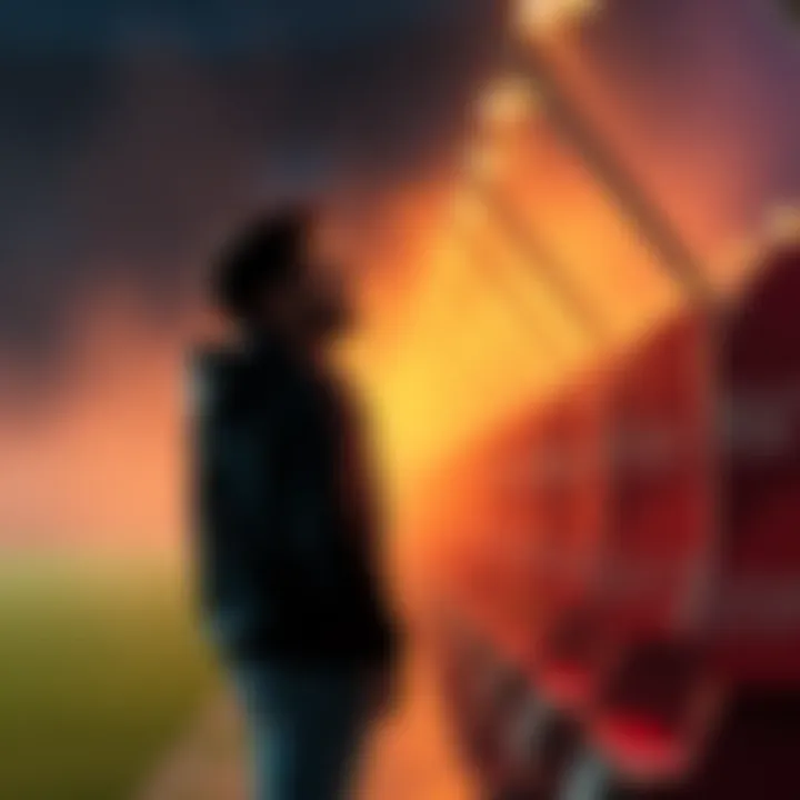 A person standing at a starting line, looking excited and anxious about a new journey ahead.