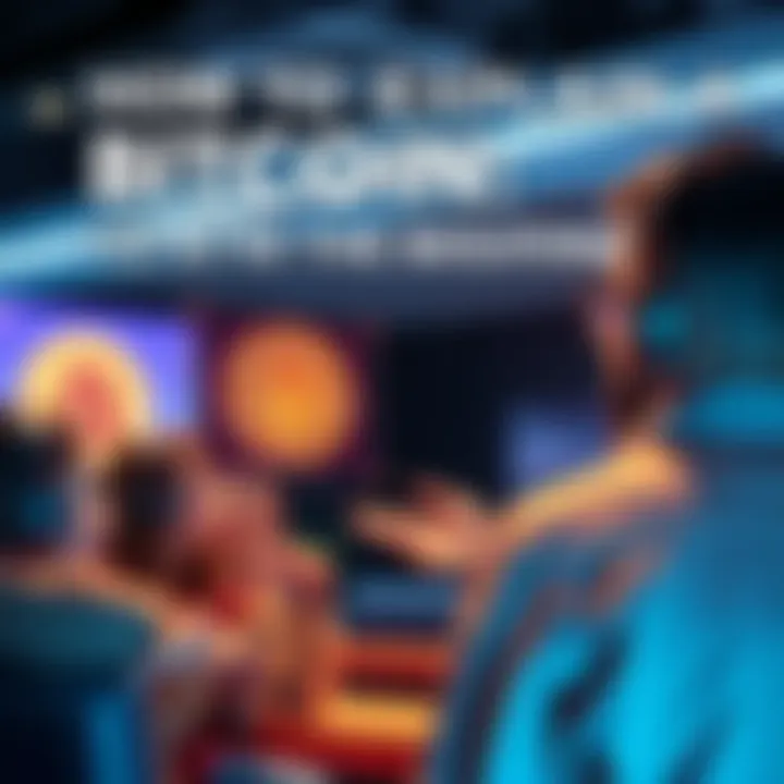 A person showing a simple diagram of Bitcoin to a small group of confused friends