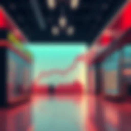 A visual representation of declining memecoin interest, showing a graph with dropping values and empty retail spaces symbolizing lost investor confidence.