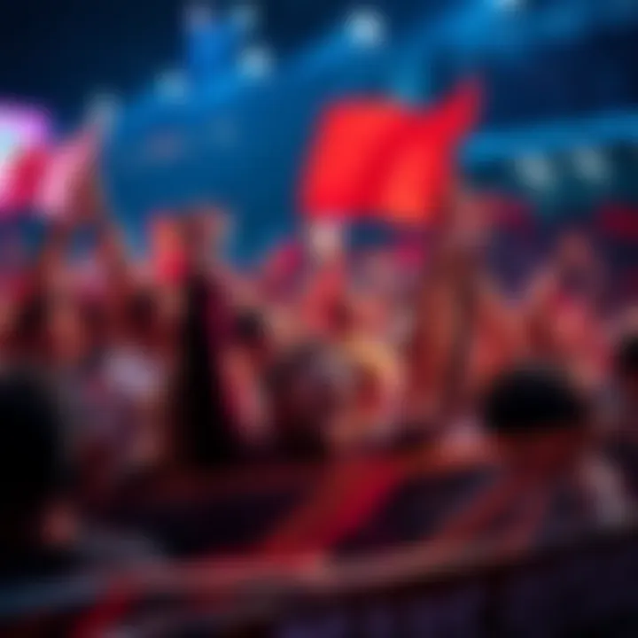 A group of enthusiastic fans gathered, cheering and holding banners, showing their excitement for upcoming events.