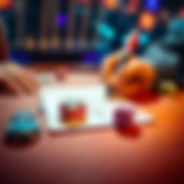 A person writing a goodbye note with a poker chip and dice on the table