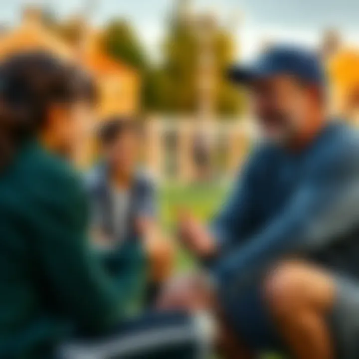 A father animatedly talking with other parents during a soccer practice while recalling a story about buying Bitcoin on the dark web for marijuana
