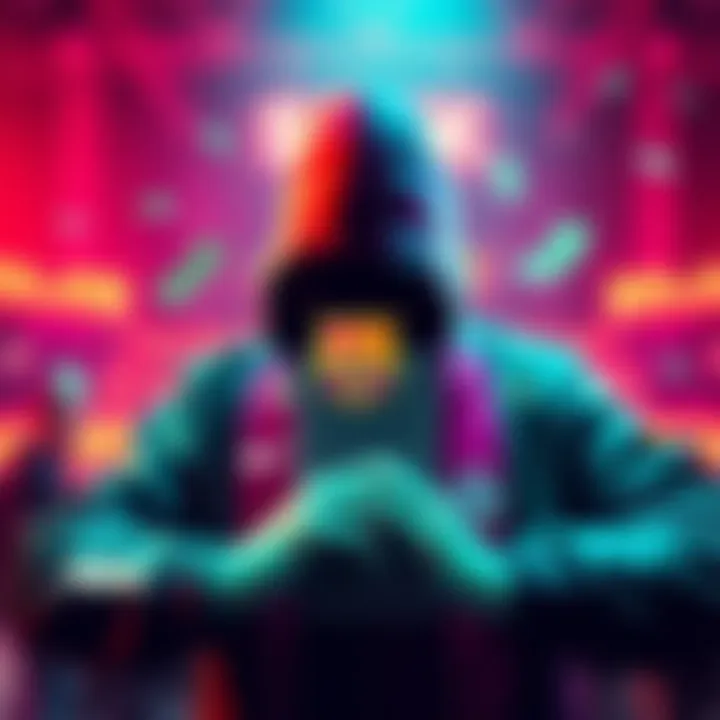 A visual representation of a hacker accessing FC Barcelona's Instagram account, with symbols of money representing the $26K earned in rewards.