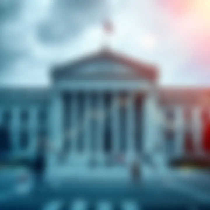 Symbolic image of the Federal Reserve building with a financial graph showing steady interest rates.