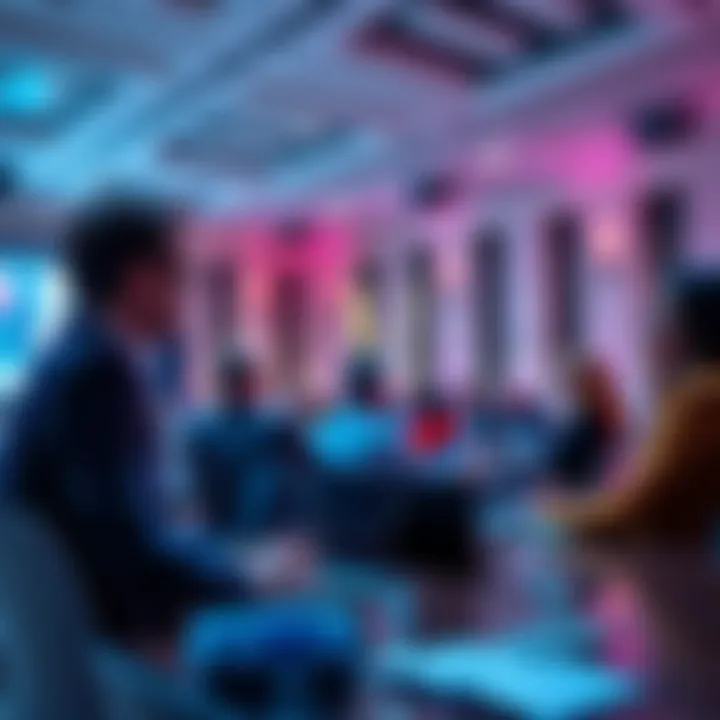 Experts discussing innovations in payment systems at a conference