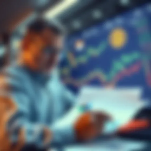 A financial analyst reviewing charts of Bitcoin trends and payment structures