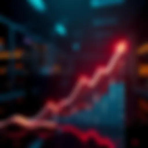 A graph showing rising financial projections towards $300,000 and $500,000, symbolizing market growth.