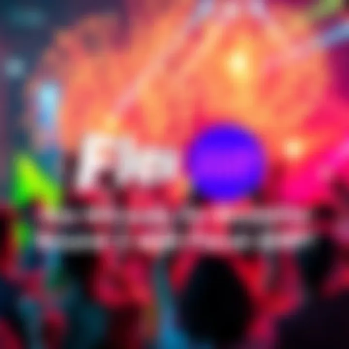 A vibrant graphic showing the Flexa logo and AMP symbol with a background of excited people celebrating the upcoming changes in finance.