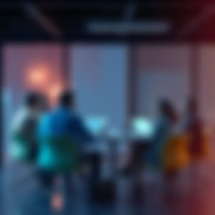A group of people sitting around a table discussing productivity techniques and focus strategies during a meeting.