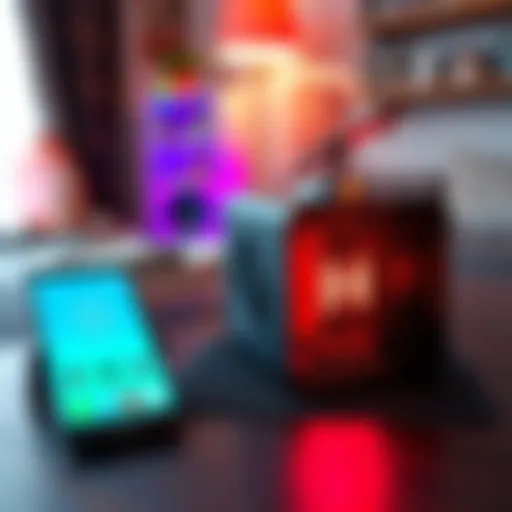 A free Helium miner device on a table with a smartphone showing network coverage, symbolizing improved connectivity at home.
