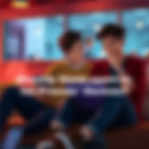 Two friends sitting together, talking about using Honeygain on their devices, with one looking at a phone and the other at a laptop, contemplating options.