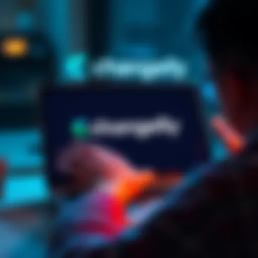 A frustrated person looking at a laptop screen with the Changelly logo, expressing concern over frozen crypto funds for months.