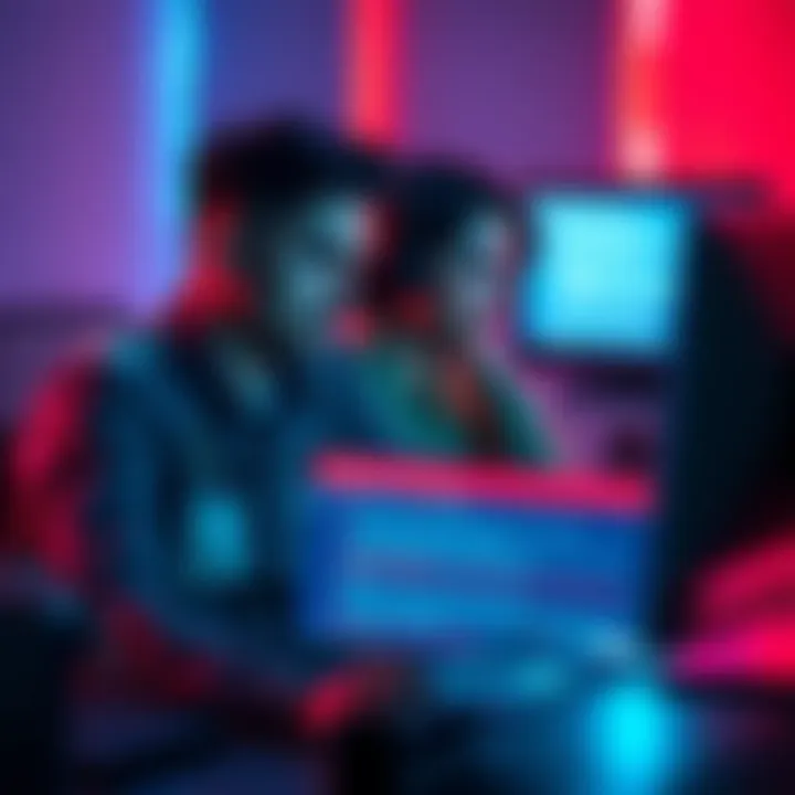 A couple looking stressed while trying to use a computer, showing error messages related to online banking.