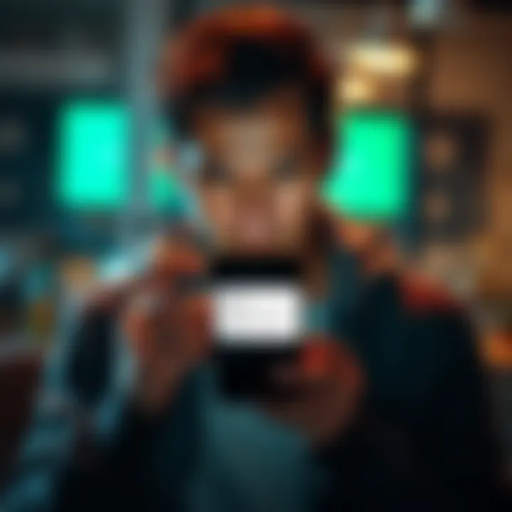 A person looking distressed while holding a smartphone showing a closed account notification