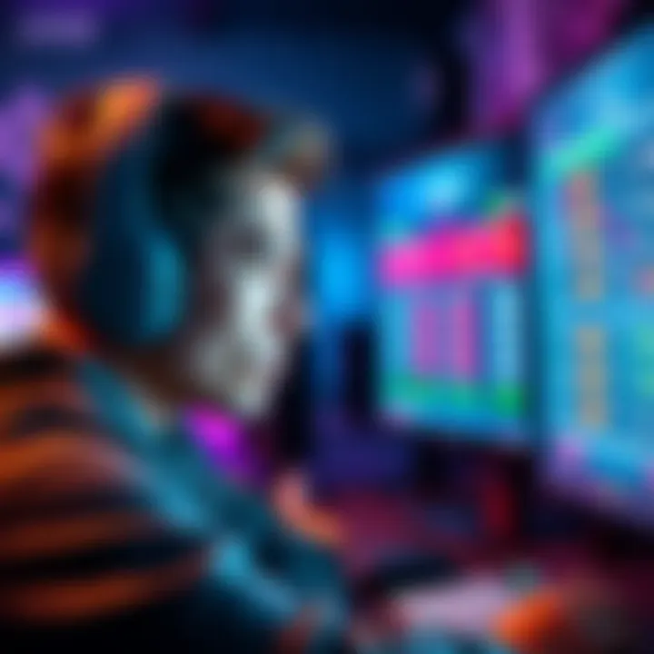 A gamer shows an expression of frustration while looking at a computer screen displaying subscription costs for games