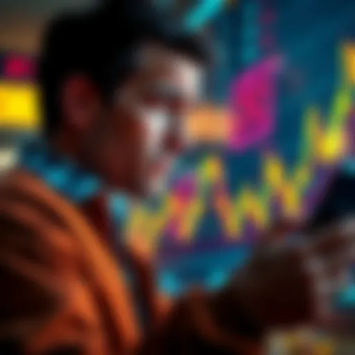 An investor looking at a graph showing CRO cryptocurrency prices with a worried expression, reflecting concern over stagnant price movement after good news