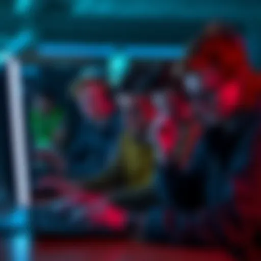 A group of people looking frustrated while trying to complete online KYC forms on their laptops.