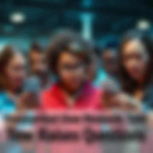 A group of diverse people looking annoyed and impatient while checking their phones for reward updates